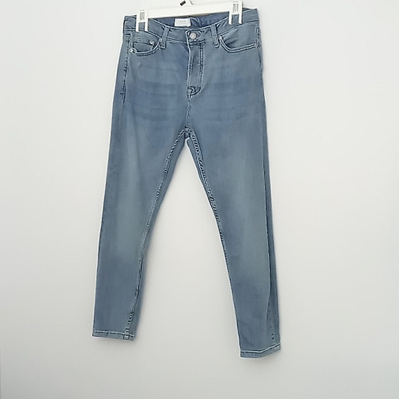 TOPMAN Tapered Blue Jeans Mens 30x30 Pre-owned Button Fly Medium Wash - Picture 1 of 11